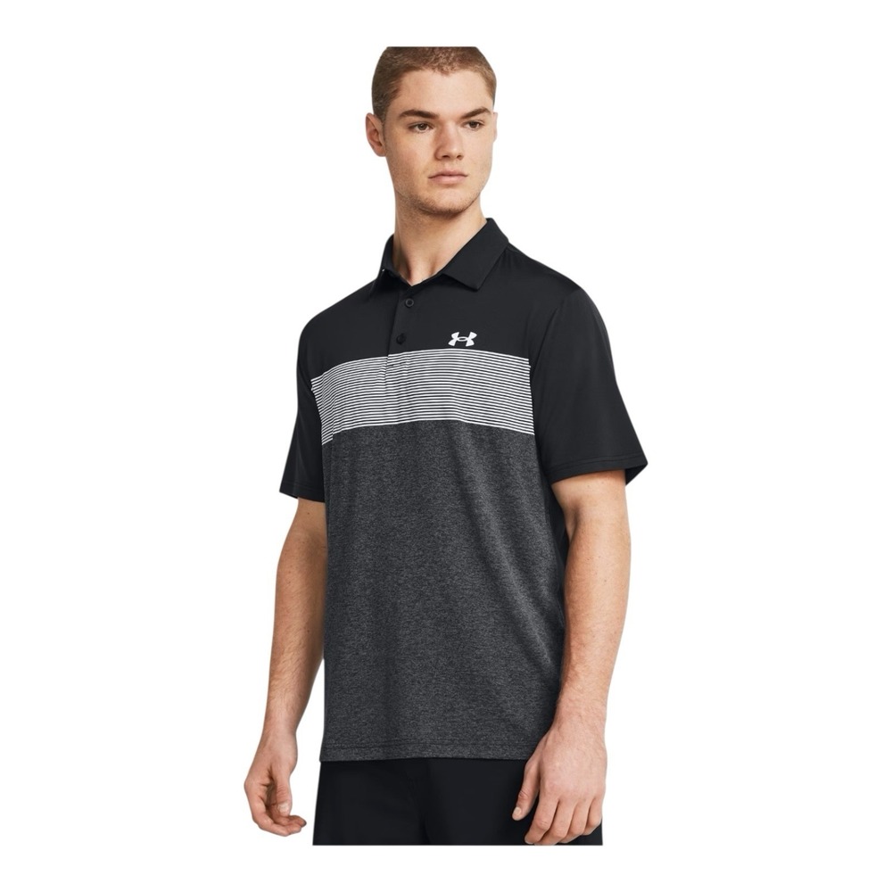 UNDER‎ ARMOUR Polo Shirt Men's 2XL Loose Heatgear Colorblock Stretch Golf Polo